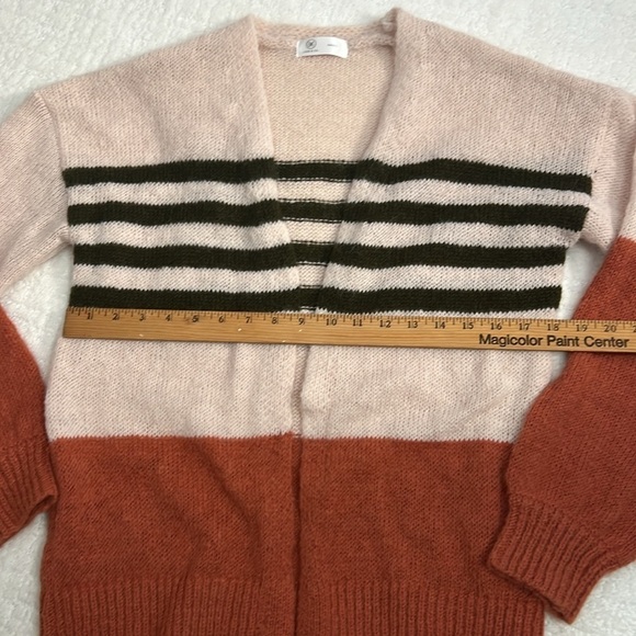 Liam & Co open front cardigan long sleeves orange green cream small - Picture 2 of 10